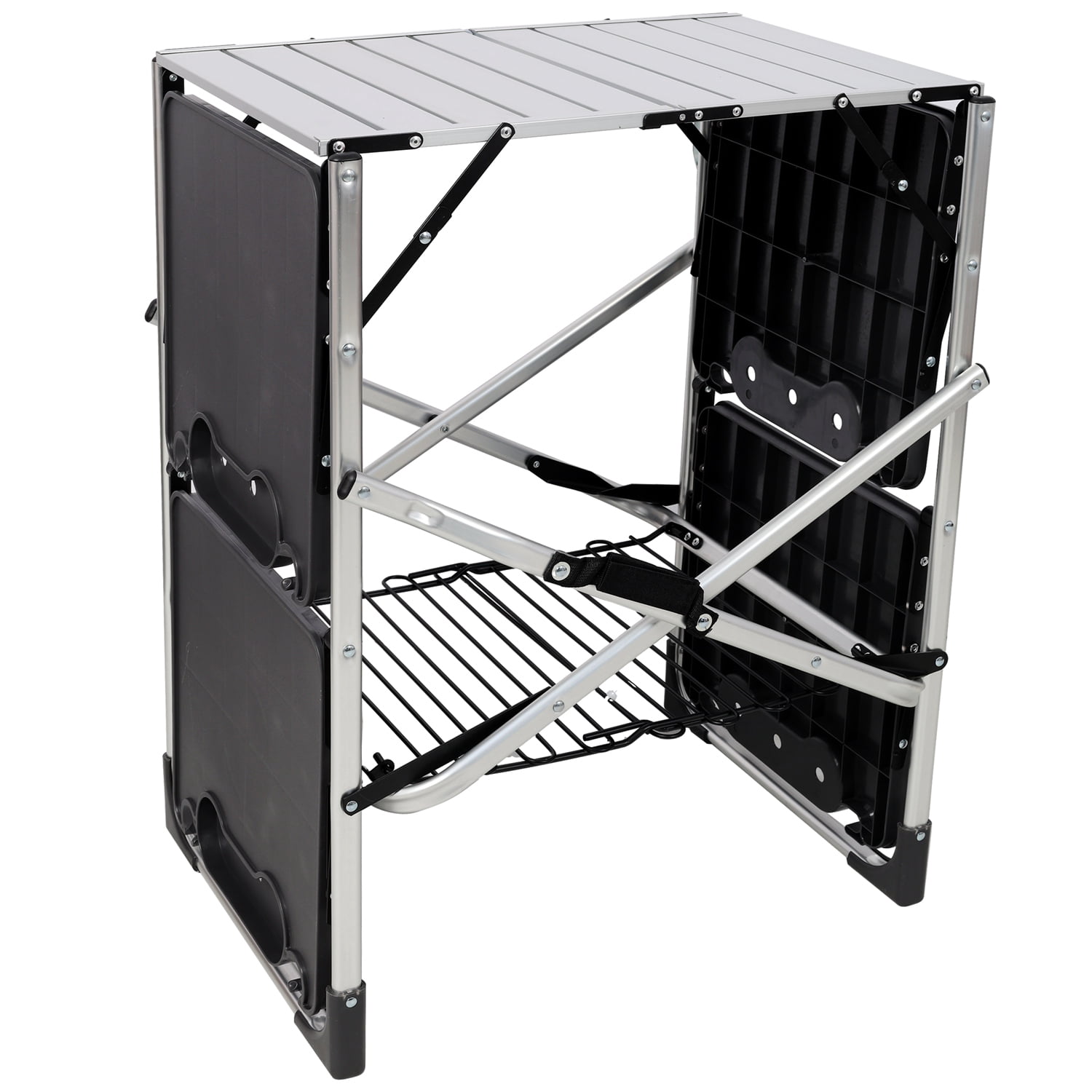 Folding Camping Kitchen Table with Lantern and 4 Side Tables