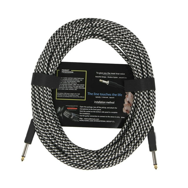 Sonducket Cable de guitarra, Cable de alambre, línea de reducción de ruido, Cables blindados trenzados de Color, accesorios para amplificador Accesorios para instrumentos musicales Blanco