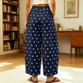 thumbnail image 4 of acuever 2026 Casual Summer Boho Polka Dot Pants for Women Cotton Linen Elastic Waist Wide Leg Barrel Palazzo Beach Lounge Trousers Capri, 4 of 6