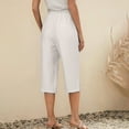 thumbnail image 5 of Womens Elastic High Waist Capri Pants Summer Casual Loose Fit Capris Wide Leg Cotton Linen Pants, 5 of 9