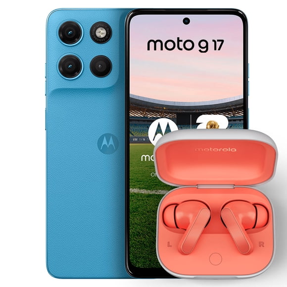 Smartphone Motorola moto G17 Dual SIM 256GB 4+8GB RAM Celeste + Moto Buds durazno