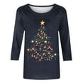 thumbnail image 4 of UPPADA 3/4 Length Sleeve Womens Tops Casual Loose Fit Crewneck T Shirts Cute Solid Three Quarter Length Tunic Tops Cute Xmas Outfits for Laides camisas de navidad para niñas Multicolor,XL, 4 of 5