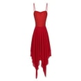 thumbnail image 4 of Aislor Lyrical Women Modern Contemporary Dance Costume Ballet Leotard Spaghetti Straps Maxi Dress Red M, 4 of 7