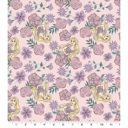 UPC: 0887816367660 | Disney Rapunzel Floral Sketch Fabric