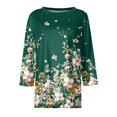 thumbnail image 4 of Women Blouses Dressy Casual 3/4 Sleeve Round Neck Plus Size Floral Print Loose Fit Tunic Tops for Summer Light Purple M, 4 of 5