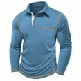 thumbnail image 4 of PYGNJK Men's Casual Long Sleeve Polo Shirts Collared Button Cotton T-Shirt Classic Stylish Golf Shirt with Pocket, 4 of 6