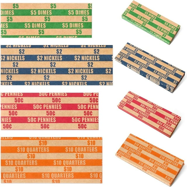 SUTENGDA 150 Pack Flat Coin Wrappers Quarters Coin Holder Quarter Storage Coin Wrapper Striped Coin Wrapper for Dimes Nickels Pennies Quarters