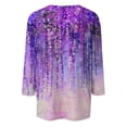 thumbnail image 5 of ICHUANYI Clearance Women's Casual 3/4 Sleeve Printed Round Neck Buttoned Basic Tunic Tops T-shirts Blouses(Purple, M) ICHUANYI WER2023081404728, 5 of 5