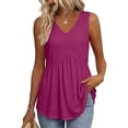 thumbnail image 2 of Womens Tank Tops 2026 Boho Fashion Clothing Flowy Peplum Top Sleeveless V Neck Babydoll Tank Top Hot Pink M, 2 of 5