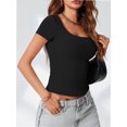 thumbnail image 4 of Womens Scoop Neck Short Sleeve Casual Tshirts Tops Summer Going Out Work Cute Fitted Shirts Trendy, 4 of 6