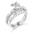 thumbnail image 2 of Wellingsale Ladies Solid 14k White Gold Polished CZ Cubic Zirconia Round Cut Engagement Ring and Wedding Band Bridal Set - Size 9, 2 of 8