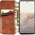 thumbnail image 5 of Dteck for Google Pixel 6 Pro Case, Premium PU Leather Flip Folio Wallet Shockproof Case with Card Slot Magnetic Closure Cover, brown, 5 of 8