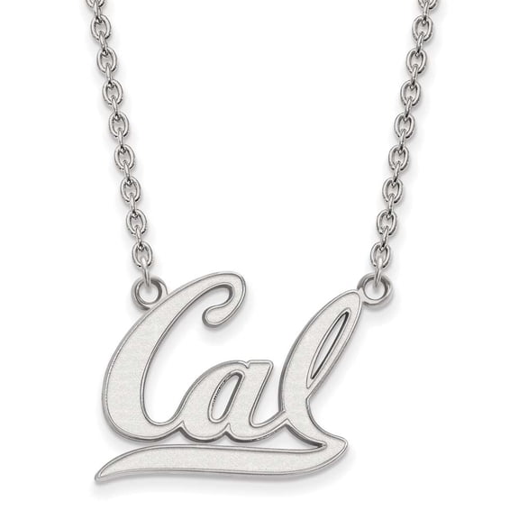 14k White Gold LogoArt University of California Berkeley Large Pendant 18 inch Necklace Q4W012UCB-18