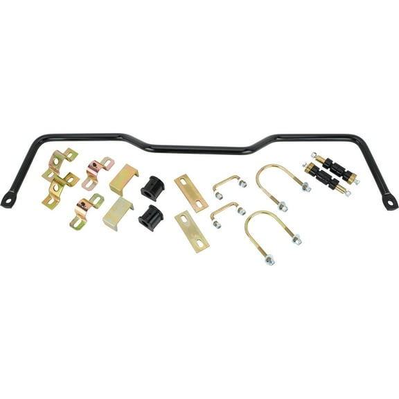 Speedway Motors 1955-1957 Chevy Car Rear Sway Bar Kit, Compatible with 1955-1957 Chevy Car, 7/8 Inch Solid Steel Bar with Polyurethane Bushings, Black Powder Coat Finish