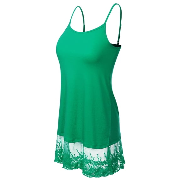 Made by Olivia Women's Long Line Cami with Lace Extender Camisole Tank Top