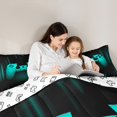 thumbnail image 5 of Homewish Cartoon Cyan Gamepad Queen Comforter Set for Teens, Stripes Abstract Bedding Sets, Neon Gradient Video Gamer Reversible Bedding Comforter Set, Luxury Bedroom Decor, 3pcs, 5 of 8