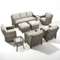 thumbnail image 2 of PARKWELL 9 Piece Outdoor Patio Furniture Set,All-Weather Rattan Conversation Seating Group with Deep Seat Couch,Swivel Glider Chair and Foot Rest,9-Seat Furniture Sets for Deck, Backyard,Gray/Beige, 2 of 13