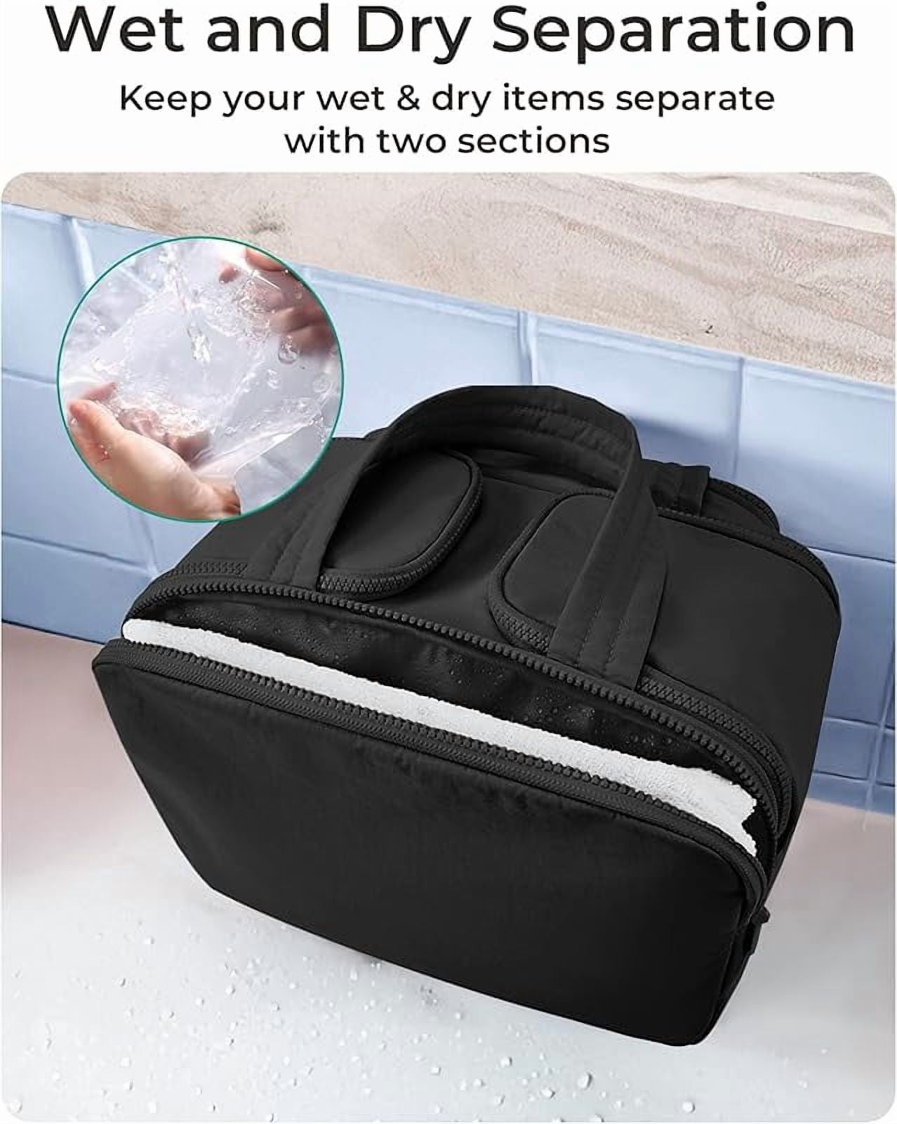 Lightweight Large Travel Toiletry Bag - Women’s Dry Wet Separation Cosmetic Organizer, Wide-Open Leak-Proof 4-Compartment Toiletry Storage (Vacation/Camping)