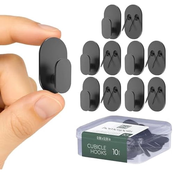 Metal Cubicle Hooks for Fabric Walls – Cubical Wall Hooks, Pins & Picture Hangers Hook for Work, Cork Board & Wall Decor – 10 Pcs Push Pin Hooks for Office Cubicle Accessories, Organizers