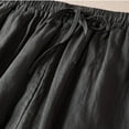 thumbnail image 5 of Lilgiuy Women's Solid Color Casual Elasticated Frenulum Literary And Artistic Revival Flax Harlan Ninth Pants Cotton And Linen Plus Size Pants Petite Classic Allure Fit Proportioned Pant, 5 of 5