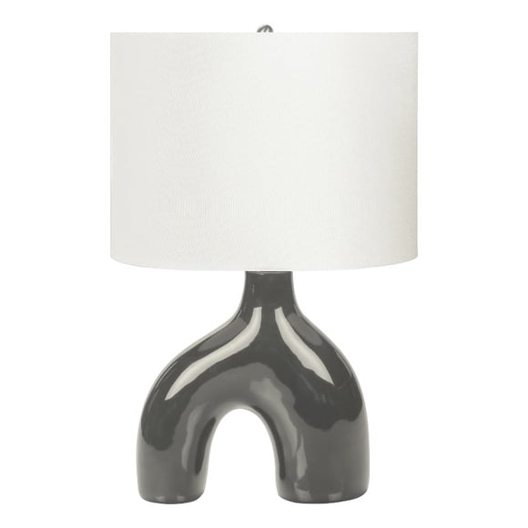 Lighting - 25"h - Table Lamp - Dark gray Ceramic - Ivory/Cream Shade
