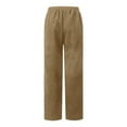 thumbnail image 5 of BXINGOHAI Corduroy Pants for Women Casual Drawstring Elastic High Waist Straight Leg Pants Loose Comfy Trousers with Pockets Khaki M, 5 of 7