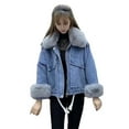 thumbnail image 5 of BAETEUY Winter Women Denim Jacket - Faux Fur Trim Long Sleeves Plush Lined Coat, 5 of 8