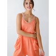 thumbnail image 6 of Womens Summer Casual Sleeveless Loose Spaghetti Strap Shorts Overalls Outfits Jumpsuits with Pockets Orange Color M, 6 of 9