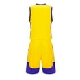 thumbnail image 6 of BRGZLK Children's Sports Shorts Sets Kids Trendy Solid Color Casual Round Neck Sleeveless Basketball Shirt With Elastic Waist Shorts Sports Quick Dry Set Yellow 11-12 Years, 6 of 7