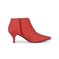 thumbnail image 3 of BLISSFUL STEP Women's Ankle Boots Solid Color Pointed Toe Kitten Heel Bright Red 6.5, 3 of 8