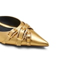thumbnail image 4 of XYD Women Mules Layered Buckles Pointed Toe Tapered Low Heel Slippers Slip-on Fashion Sandals Casual Dressy Shoes Size 6.5 Gold, 4 of 4