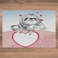 thumbnail image 3 of Ambesonne Sloth Jigsaw Puzzle, Romantic Sloth in Love, Heirloom-Quality Fun Activity for Family Durable Cardboard, 1000 pcs, Pink Pale Blue Black, 3 of 5