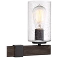 thumbnail image 4 of Franklin Iron Works Poetry Rustic Farmhouse Wall Light Bronze Wood Grain 23 1/2" 3-Light Fixture Seedy Glass for Bedroom Bathroom Vanity Living Room, 4 of 9