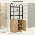 thumbnail image 2 of XIAOWEI 71" Arched Reeded 7-Tier Bookcase Natural Oak, 2 of 6