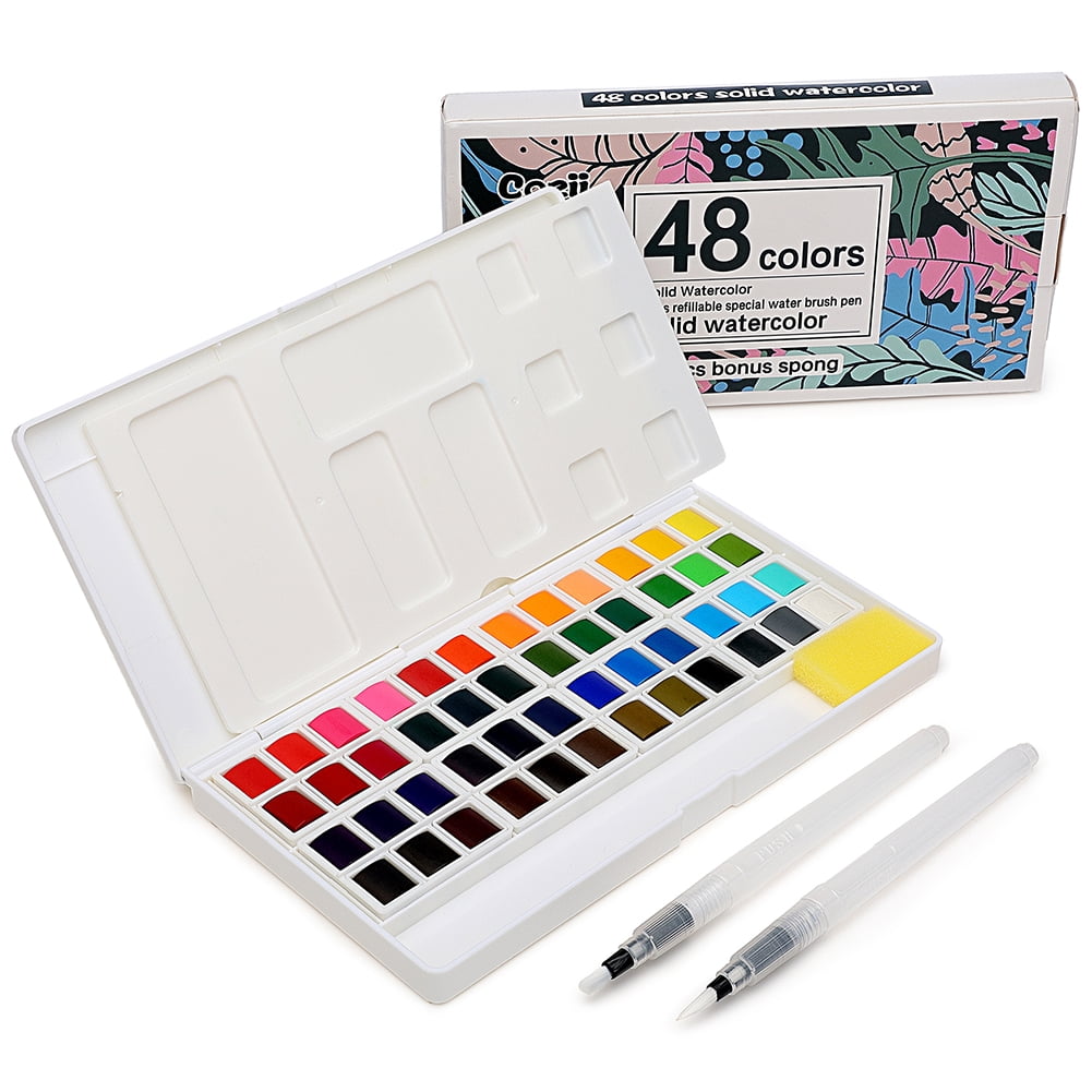Premium Watercolor Palette, Set of 48 Classic Colors, Art Supplies ...