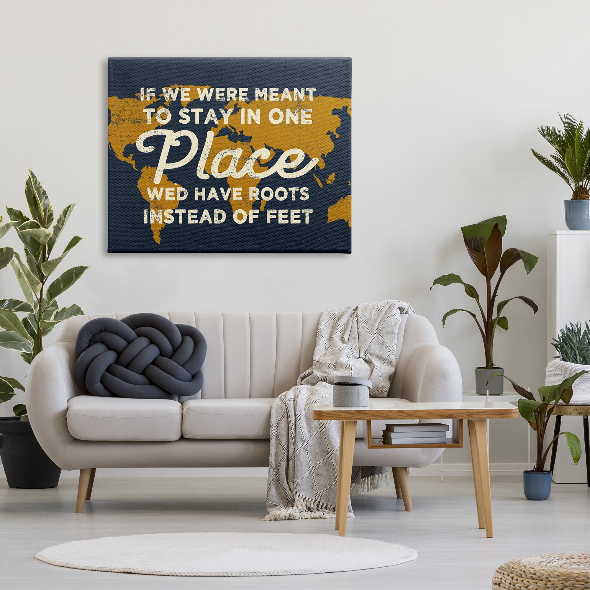 Stupell Industries We'd Have Roots Encouraging Travel World Map Sign,48 x 36, Design by Daphne Polselli
