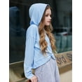 thumbnail image 4 of Oudiya Hoodies for Teen Girls Twist Front Tie Dye Hooded Sweatshirt Casual Long Sleeve Tops Clothes for 5-13 Years, 4 of 6