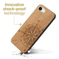 thumbnail image 3 of Case Yard Wooden Case Outside Soft TPU Silicone, Slim Fit Shockproof Wood Protective Phone Cover for Girls Boys Men and Women, Supports Wireless Charging Compass Rose Design case for iPhone-SE, 3 of 7