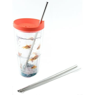 Stainless Steel Straws for Tervis Tumbler 24 oz Travel Insulated Clear Drinking Cup Lid CocoStraw Brand