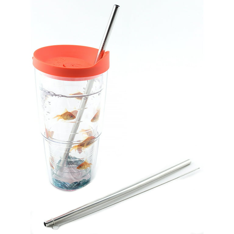 Stainless Steel Straws for Tervis Tumbler 24 oz Travel Insulated Clear Drinking Cup Lid CocoStraw Brand
