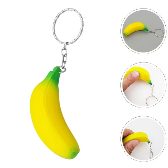 HOMEMAXS 12pcs Banana Fruit Charm Keychain Funny Bag Hanging Key Chain