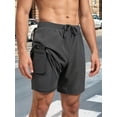 thumbnail image 3 of Men's Swim Trunks with Compression Liner Stretch Swimming Shorts with Pockets Dark Gray L, 3 of 4