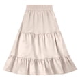 thumbnail image 5 of Atogsazn Kids Girls Summer Skirt Children's Casual Pleated High Waisted Dresses Boho Flowy Dress Outfit Clothes 03-White 13-14Years Fashion, 5 of 5