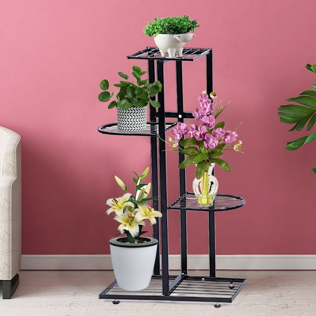 Miumaeov 4 Tier Metal Plant Stand Flower Pot Holder Garden Plant Stand