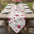 thumbnail image 6 of Table Runners 72 Inches Long, Pink Flowers Cotton Linen Kitchen Dining Coffee Table Runner for Party Home Decor, Simple Romantic Botanical Floral Leaves Tabletop Dresser Scarves Runner 18x72 Inch, 6 of 9