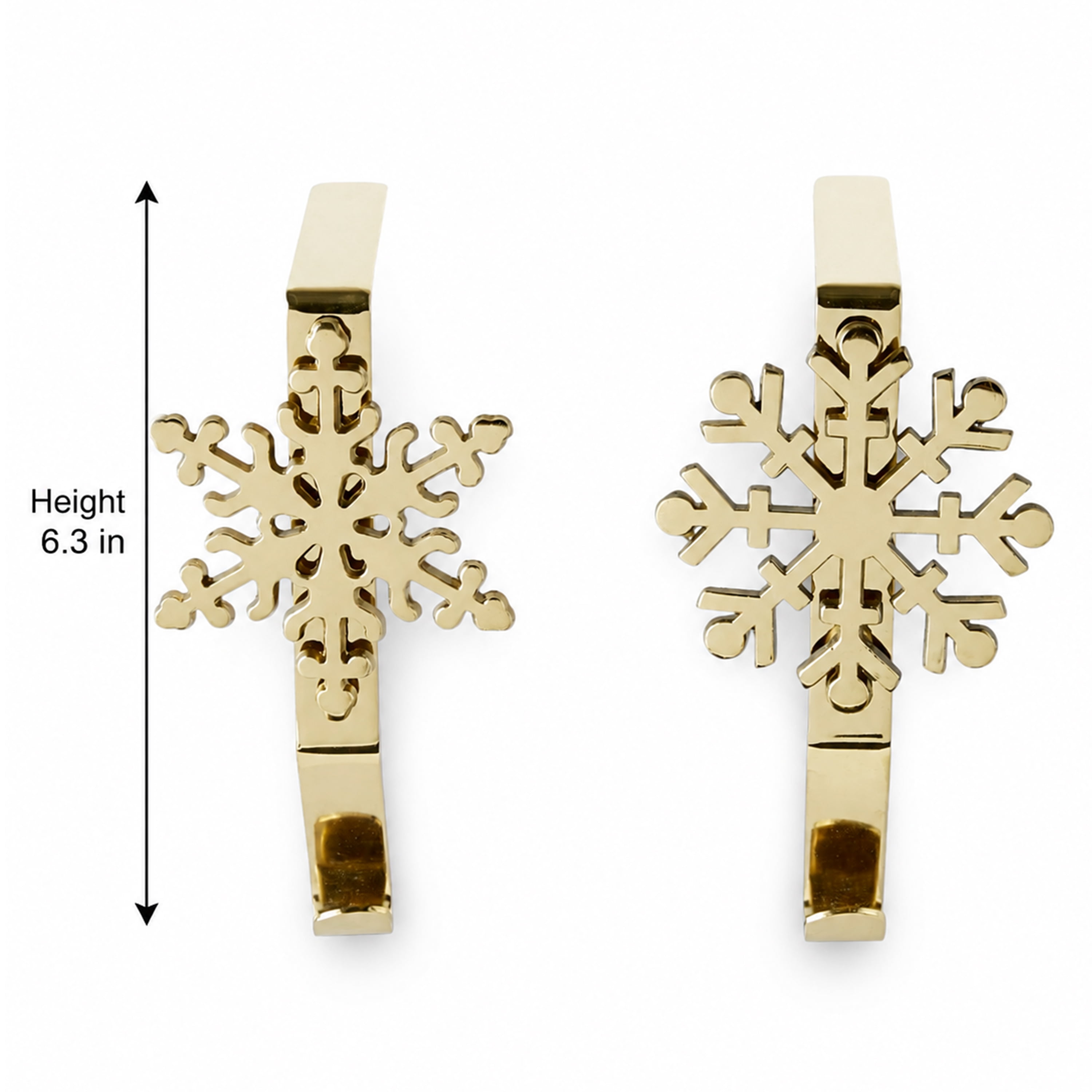 Holiday Time 2-Count Gold Metal Snowflake Christmas Stocking Holders, 6.3 inch