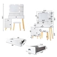 thumbnail image 6 of Vastcury Vanity Desk with Hollywood LED Mirror, Light Adjustable Brightness, Wooden Vanity Set with Storage for Bedroom, White, 6 of 6