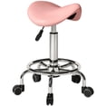 thumbnail image 1 of HOMCOM Saddle Stool Adjustable Rolling Salon Chair Pink, 1 of 10