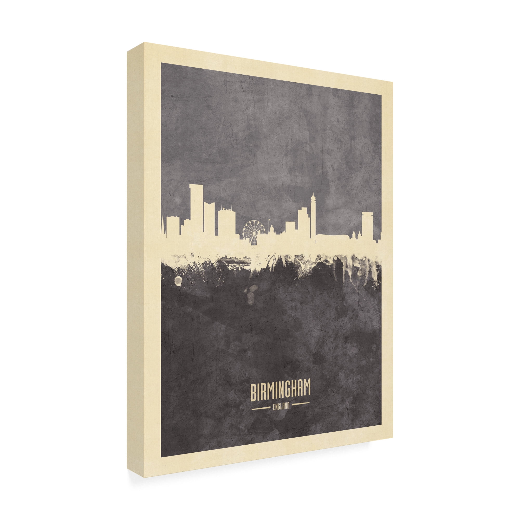 Trademark Fine Art 'Birmingham England Skyline Gray' Canvas Art by Michael Tompsett