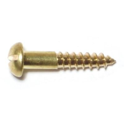 

#6 x 3/4 Brass Slotted Round Head Wood Screws